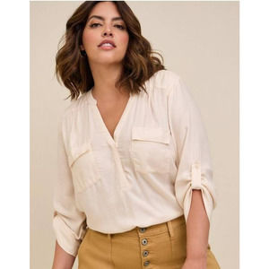 Torrid Harper Brushed Rayon Pullover 3/4 Sleeve Tunic Blouse Size 1X